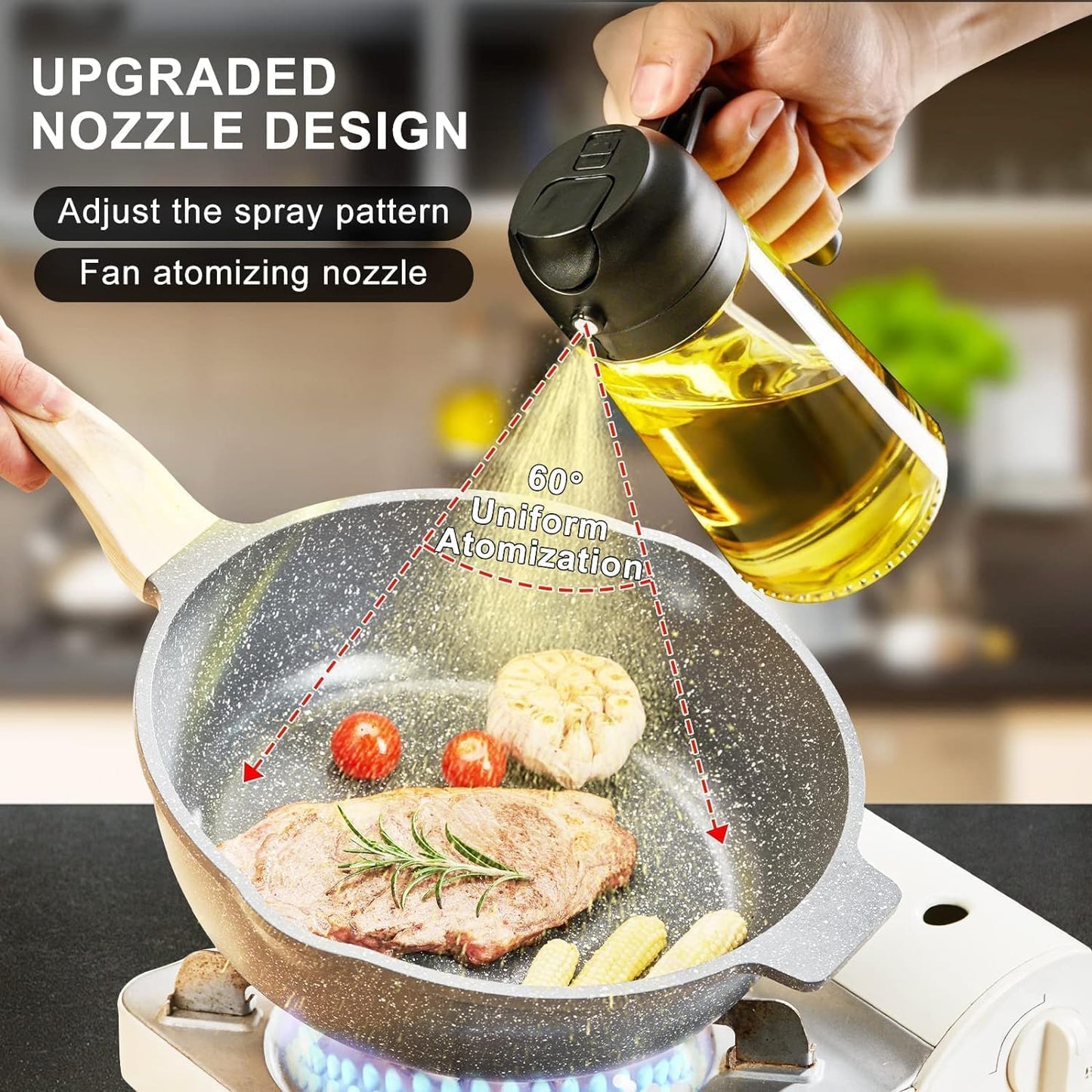Glass Oil Sprayer and Dispenser Bottle, 500ml Capacity, 2-in-1 Design